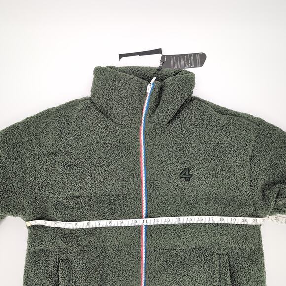 Fourlaps Polar Quilted Reversible Unisex Thyme/White Sherpa Jacket - Size S -NWT - Picture 8 of 15